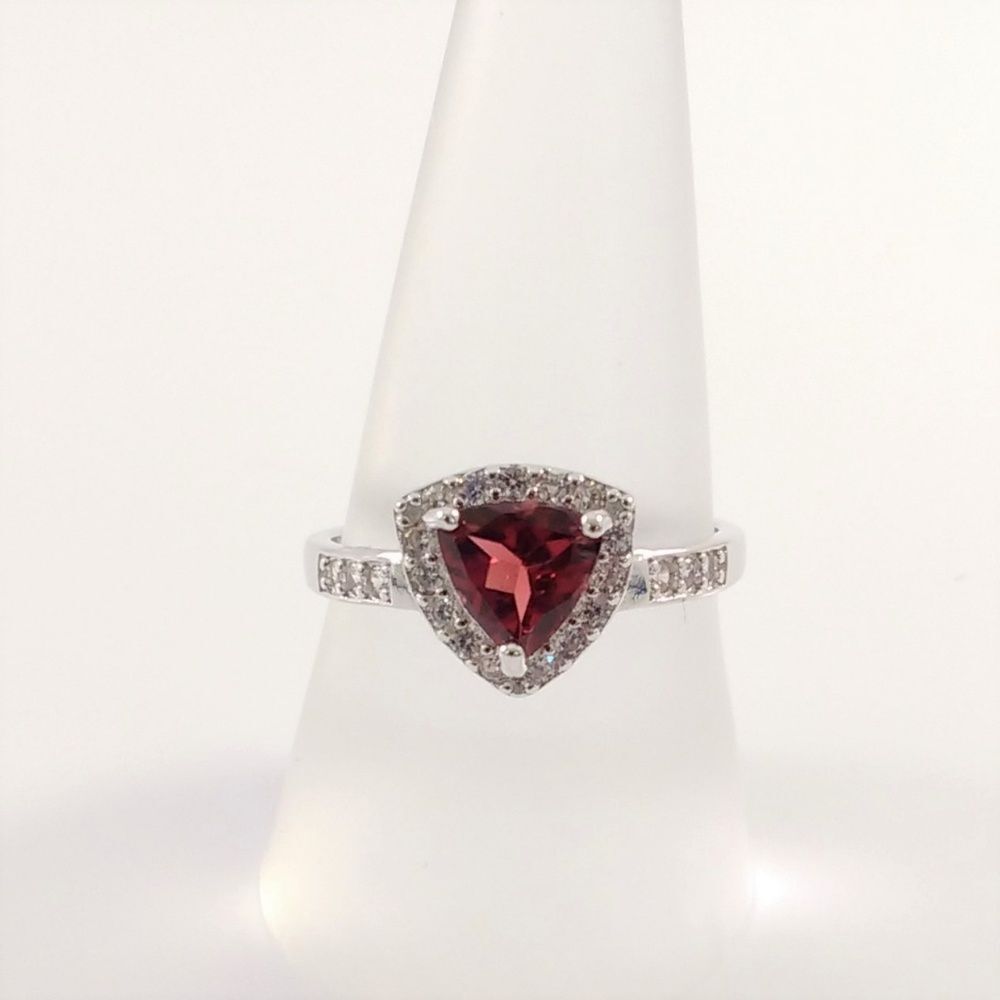Garnet Ring with White Sapphires SIZE 8